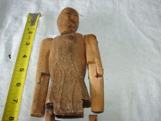VINTAGE FOLK ART HAND CARVED WOOD WOODEN FIGURE JOINTED MAN PUPPET TYPE 3