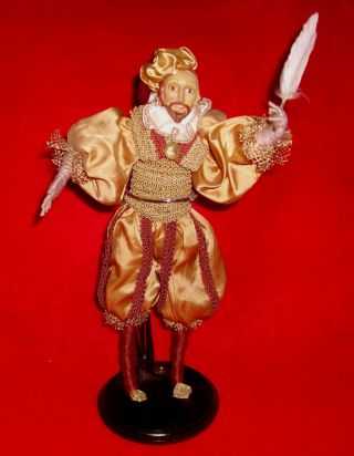 Rare Unique Vintage Pose - Able Shakespeare Elizabethan Doll W Stand 12 - 1/2 