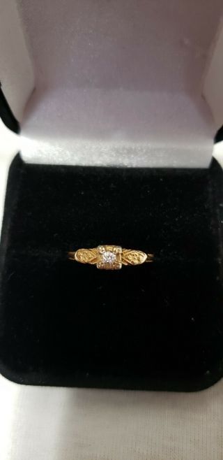Vintage.  10 Carat Diamond Ring In 14k Yellow Gold,  Size 6 1/2,  Pre - Owned