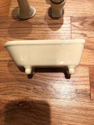 Vintage Dollhouse Furniture Bathroom Tub Sink Toilet Porcelain 2
