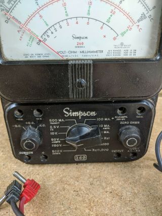 Vintage Simpson 260 Series 6 Multimeter Volt OHM Milliammeter with Leads 3