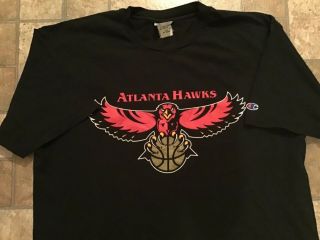 Rare Vtg 90s Hip Hop Champion Atlanta Hawks T - Shirt Black Basketball Xlarge