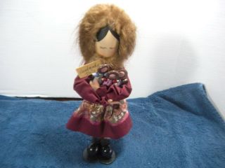 Vintage Eskimo Doll Indian Doll Hand Made In Alaska Artist Signed 11 " 1996