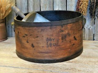 19th C Antique Primitive Early Wood Dry Grain Measure Pantry Box Aafa 1/2 Bushel