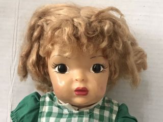 Vtg 16” Terri Lee Strawberry Blonde Doll Tagged Green Dress Check Gingham Outfit
