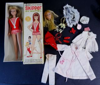 Htf Vintage Blonde Straight Leg Skipper Doll W/box And