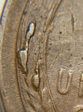 1954 Major Die Break Cud Error Wheat Cent Penny Rare Us Coin
