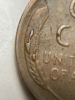 1954 Major Die Break CUD Error Wheat Cent Penny Rare US Coin 2