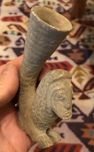 Very Rare Ancient Persian Stone Rhyton Vessel With Beast Head,  110mm Tall V.  G.  C