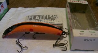 Vintage Helin Flatfish Wood Lure 10/16/19osh Box T61 Lob Musky