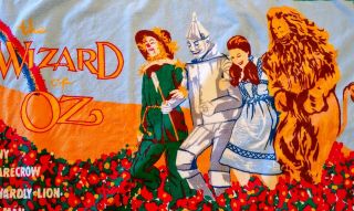 Vintage 1990 The Wizard Of Oz Dorothy Scarecrow Lion Rainbow Bath Beach Towel