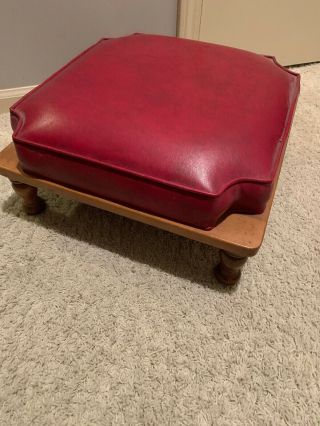 Vtg Ethan Allen Mid Century Stacking Foot Stool Ottoman Wine Red
