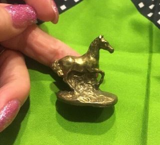 Vintage Horse Miniature 1 1/2” Figurine Brass Metal Statue Decoration Rare 2