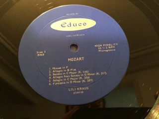 LILI KRAUS Plays MOZART & HAYDN EDUCO Ep 3014 Rare Vinyl NM - USA 2