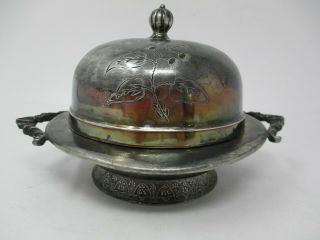 Antique Haven Silverplate Round Covered Butter Dish