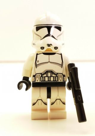 Lego Phase 2 Clone Trooper White Star Wars Minifigure W/ Blaster Rare Htf