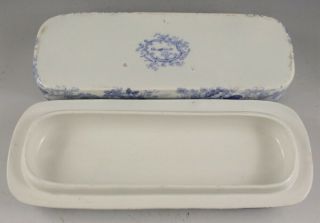 Antique Pottery Pearlware Blue Transfer Minton Genevese Razor Box & Cover 1830 3