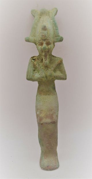 Circa 664 - 332bce Ancient Egyptian Bronze Statue Of Seated Osiris Very Rare