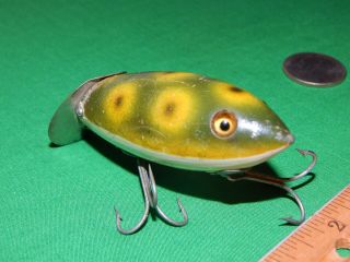 1920s Heddon Dowagiac Minnow Crab Wiggler Frog Spot Glass Eyes L - Rig