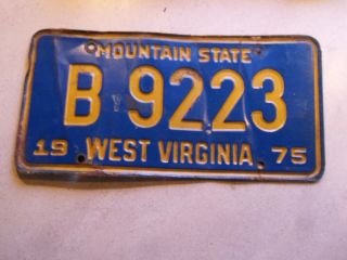 Rare Incused 1975 Gold Lettering On Blue West Virginia Mountain St License Plate