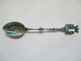 Vintage Lucern 800 Silver With Enamel Souvenir Spoon