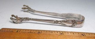 Antique 1895 Gorham Usa Chantilly Pattern Sterling Silver 4 " Sugar Cube Tongs