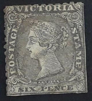 Rare 1861 - Victoria Australia 6d Black Woodblock Stamp