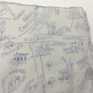 Rare Vintage Pictorial Map Of London On 50’s Chiffon Scarf - Amusing Comments