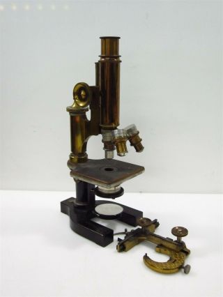 Vintage Bausch And Lomb Brass Microscope For Repair Or Display