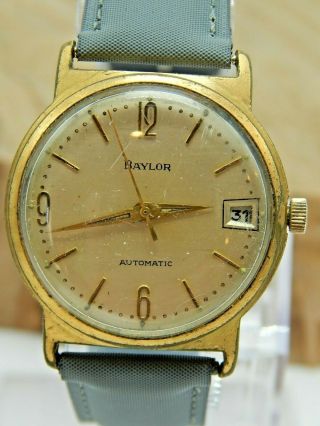 Vintage Gold Plated German Made Baylor Automatic Calendar Watch 17 Jewels