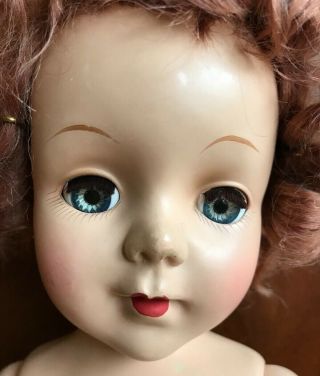 Vintage 1950s/1960s Unmarked Hard Plastic Doll 18”,  Beautifully Dressed 3