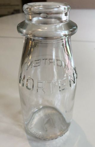 Vintage Hortens Dairy Co.  Cleveland Ohio Rare 1/2 Half Pint Milk Glass Bottle 5”