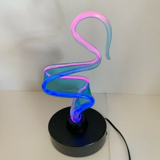 Rare Plasma Art Glass Lamp Lumisource Sculptured Pink And Blue 18 1/4”