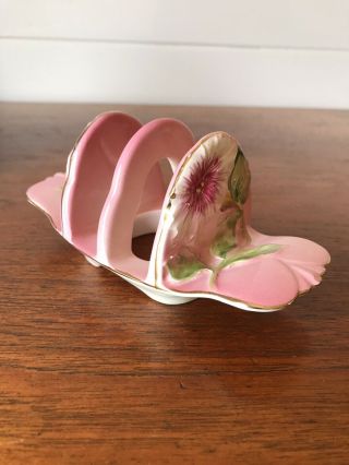 Stunning Vintage Rare Royal Winton Grimwades Porcelain Petunia Pink Toast Rack