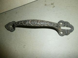 Antique Cast Iron Ornate Door Pull Handle W/ Key Slot