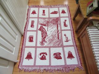 Rare - Vintage 1976 At&t Bell Telephone 42 " X72 " Throw/blanket By Goodwin Weavers