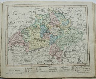 Switzerland 1812 Rare Europe Copper Engraving Map Johann Walch