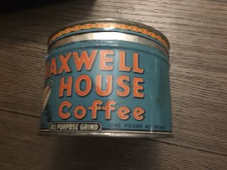 Vintage Maxwell House Coffee Can One Pound Antique Tin Folk Art Real
