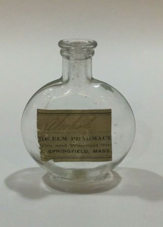 Antique Pumpkinseed Flask Bottle W/ Label - Springfield,  Massachusetts