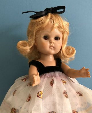 Vintage Vogue Ginny Doll In Her Tagged Gold Crayon Dot Dress