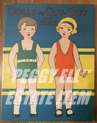 1929 Mcloughlin Bros.  " Dolls To Cut - Out And Dress " Paper Dolls Uncut 4 Dolls Set