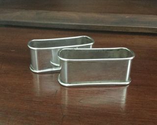 Pair 2 Reed & Barton Sterling Silver Oval Napkin Rings No Mono,  Not Scrap