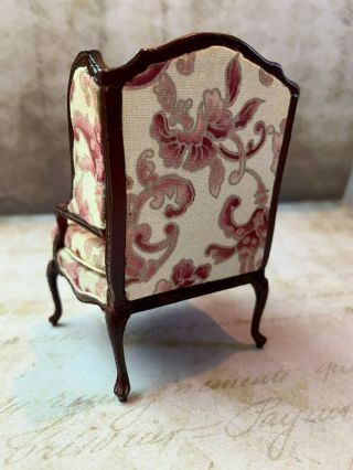 Vintage Miniature Dollhouse ARTISAN Upholstered Wing Back Chair Open Paisley 3