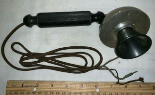 Antique Handheld Telephone Phone Receiver Early Vintage Mouth Piece Cord Plugs