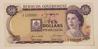 Bermuda 10 Dollars 1970 Banknote Gem Unc Very Rare