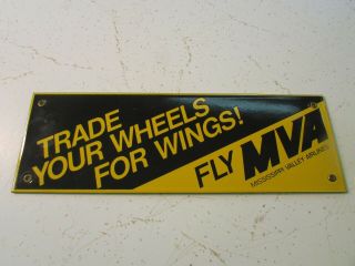 Mississippi Valley Airlines Official Enameld Sign,  Very Rare,  Airport,  Aviation
