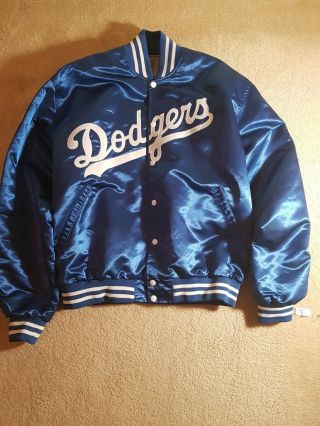Rare Vintage Stateline Los Angeles Dodgers Satin Bomber Jacket Mlb Size L