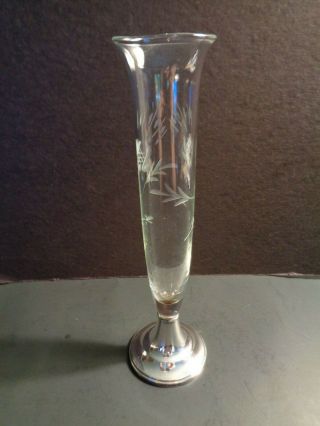 Gorham Sterling Silver And Etched Crystal Bud Vase