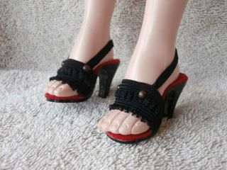 Vintage Madame Alexander Cissy Doll Black Red Open Toe Heels fr 18 
