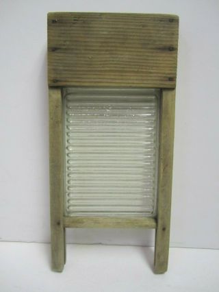 Vintage Salesman Sample Child Size Crystal Co.  Usa Glass Wood Wash Board